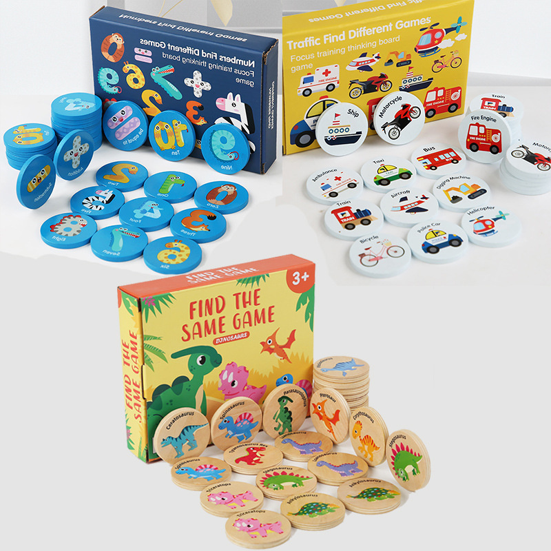 Board Game Of Life - 子供向け木製記憶ゲーム 恐竜交通認知ベビー記憶チェスおもちゃ 子供の集中力トレーニング木製知育玩具