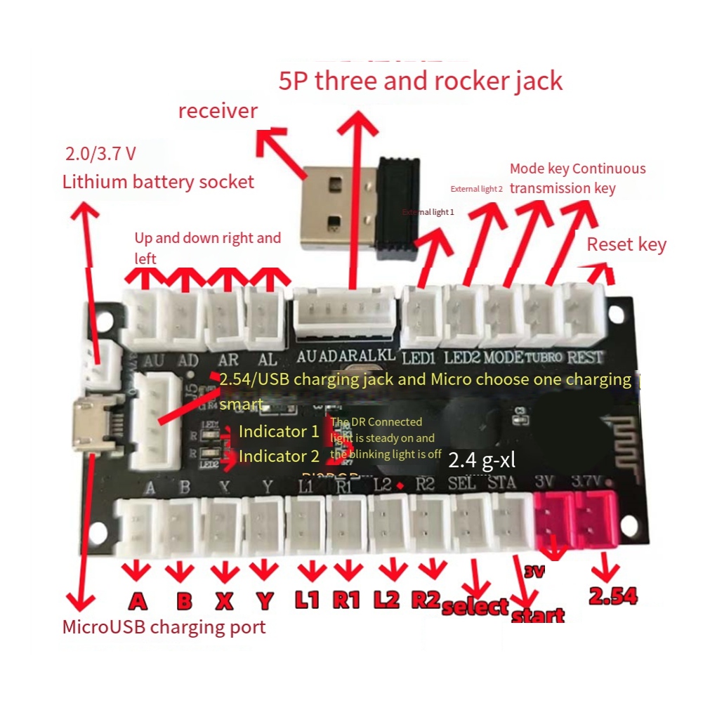 Board Game Android - L77A 2.4G ワイヤレスゼロ遅延ジョイスティックエンコーダーゲームコントローラーボード DIY キットパーツサポートワイヤレス PC//Android