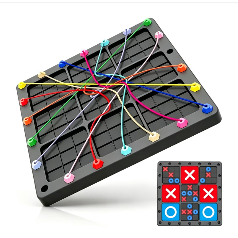 Strategy Board Game - 新商品：2 in 1の「Tic Tac Toe」ボードゲーム。ロープを使った結び目遊び。論理的思考を鍛える、戦略性のある、知的好奇心を刺激するパズル。旅行やパーティー、家族での楽しい時間に最適。