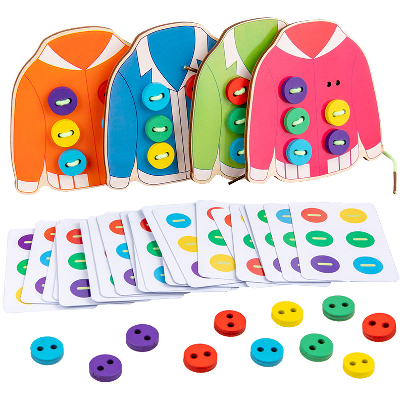 Board Game Of Life - 1セット子供の基本的な生活スキル学ぶ楽しいモンテッソーリ教材スレッディングボタン縫製教育おもちゃ