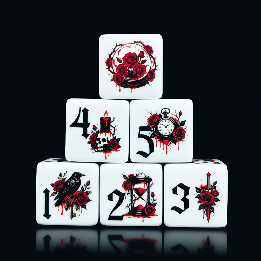 12個入り ゴシックローズ 16MM プリントD6アクリルダ - Board Game Live のレビューと価格