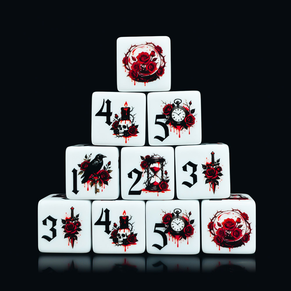 12個入り ゴシックローズ 16MM プリントD6アクリルダ - Board Game Live のレビューと価格
