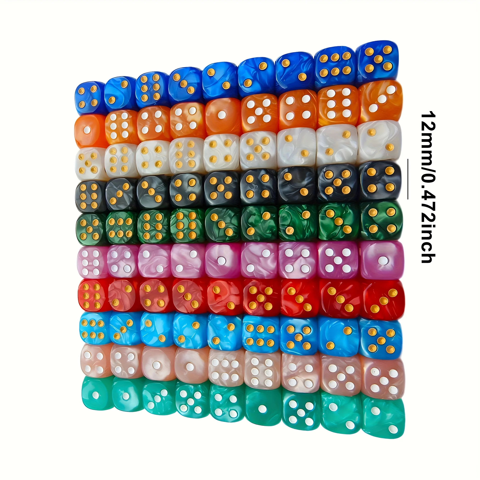 10個入り 12mm パールスワール D6 ダイス、角丸6面 - Board Game Live のレビューと価格