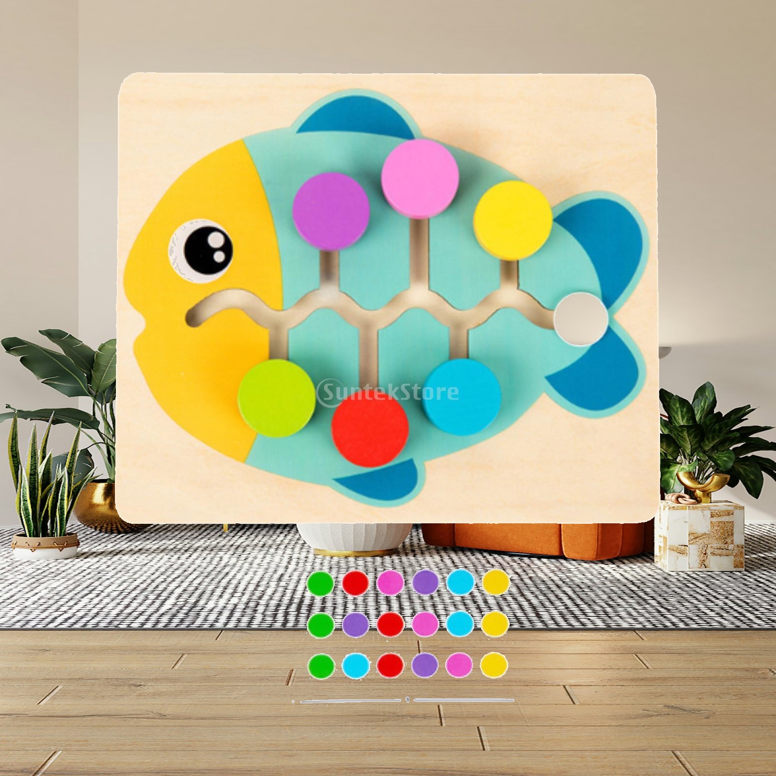 木製カラーマッチングスライドパズル 3歳 4歳 5歳 6歳  - Strategy Board Game のレビューと価格